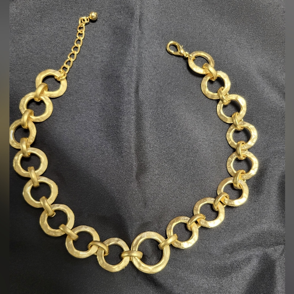 Carlisle GILDED Pounded Gold Necklace - Picture 2 of 8